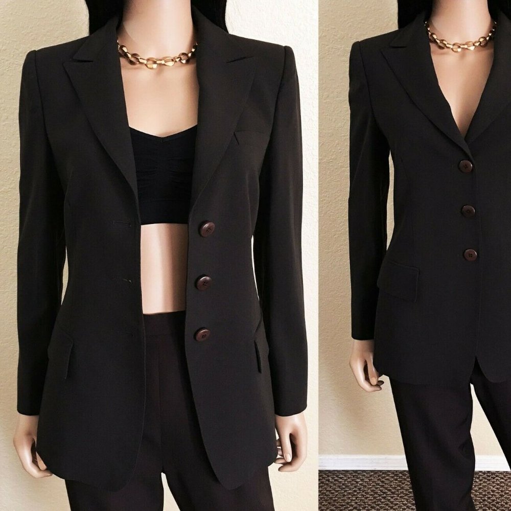Giorgio Armani Collezioni Wool cedar brown fitted blazer